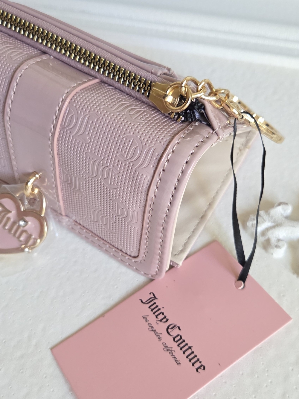 Juicy Couture Light Pink Heart Charm Compact Wallet